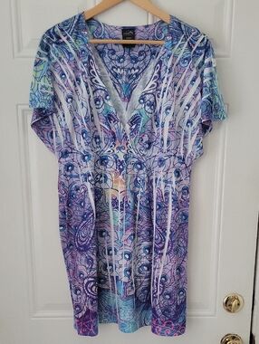 Catalina Multicolor Purple & Blue V-Neck Swim Coverup